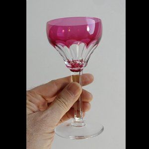 Vintage Val St Lambert Crystal Sherry Glass Cranberry Red small wine Mid Century